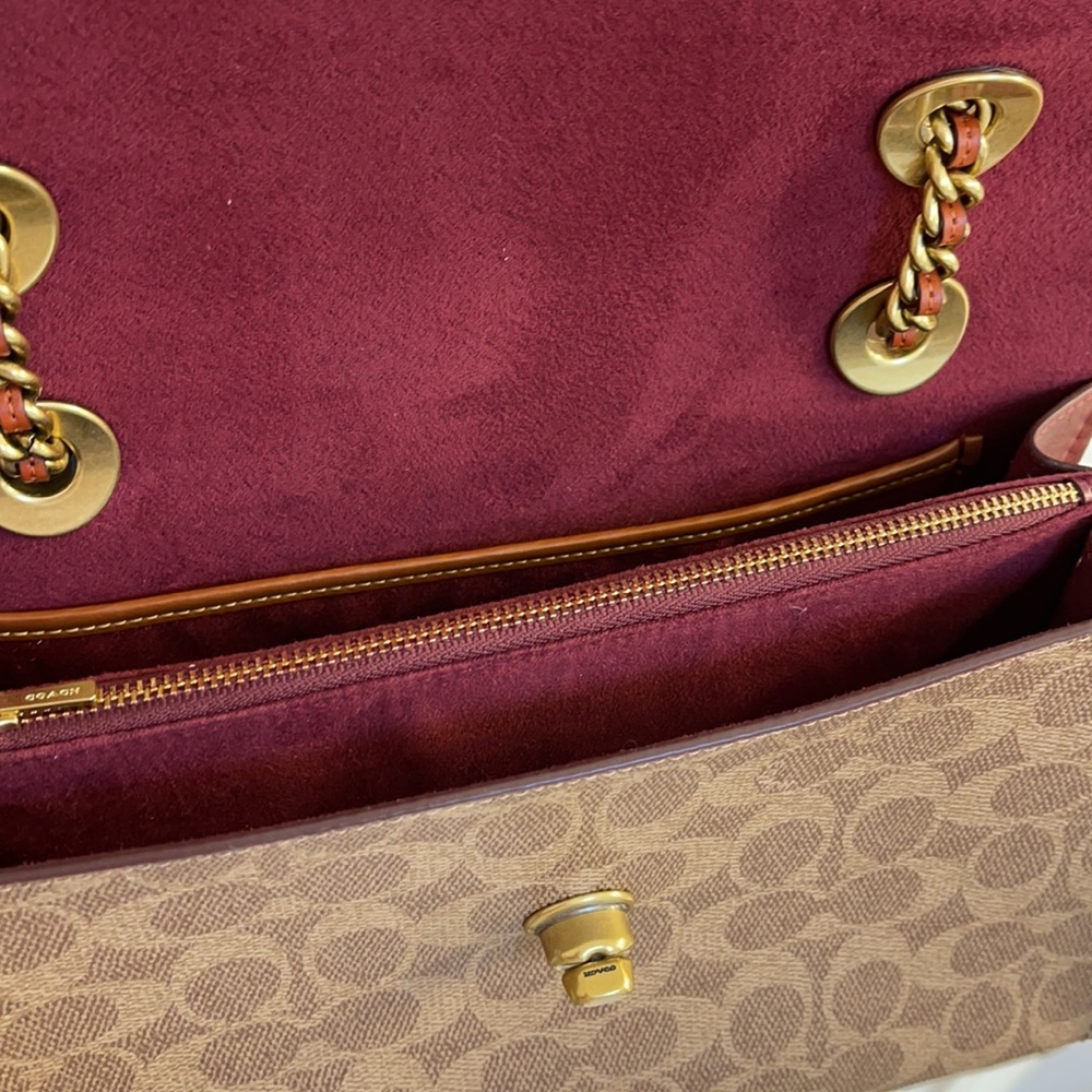 Coach Signature Canvas Crossbody with Red Leather Flap and Gold Hardware - Picture 7 of 8